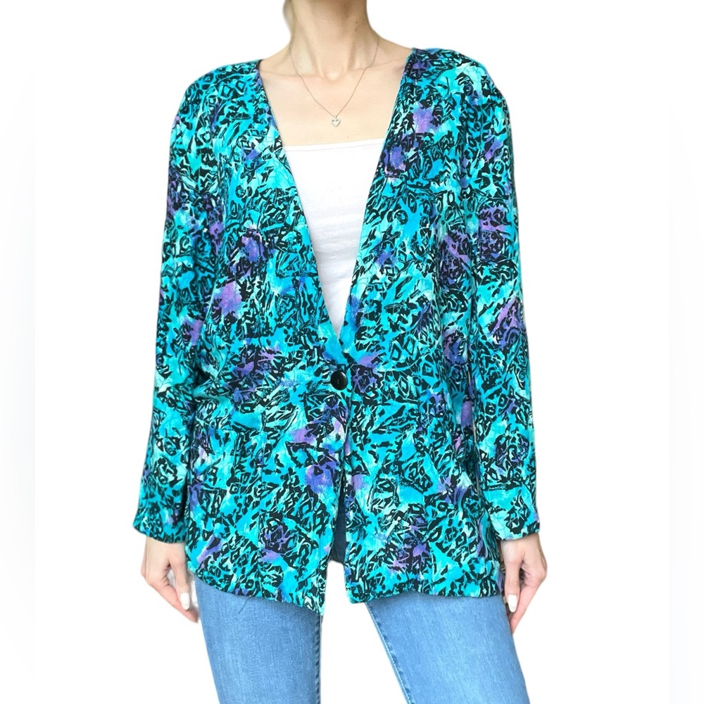 80’s Vintage Abstract Animal Print Blazer